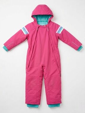 Hatley Bright Pink Kids One Piece Snow Suit with Teal Lining Size 5